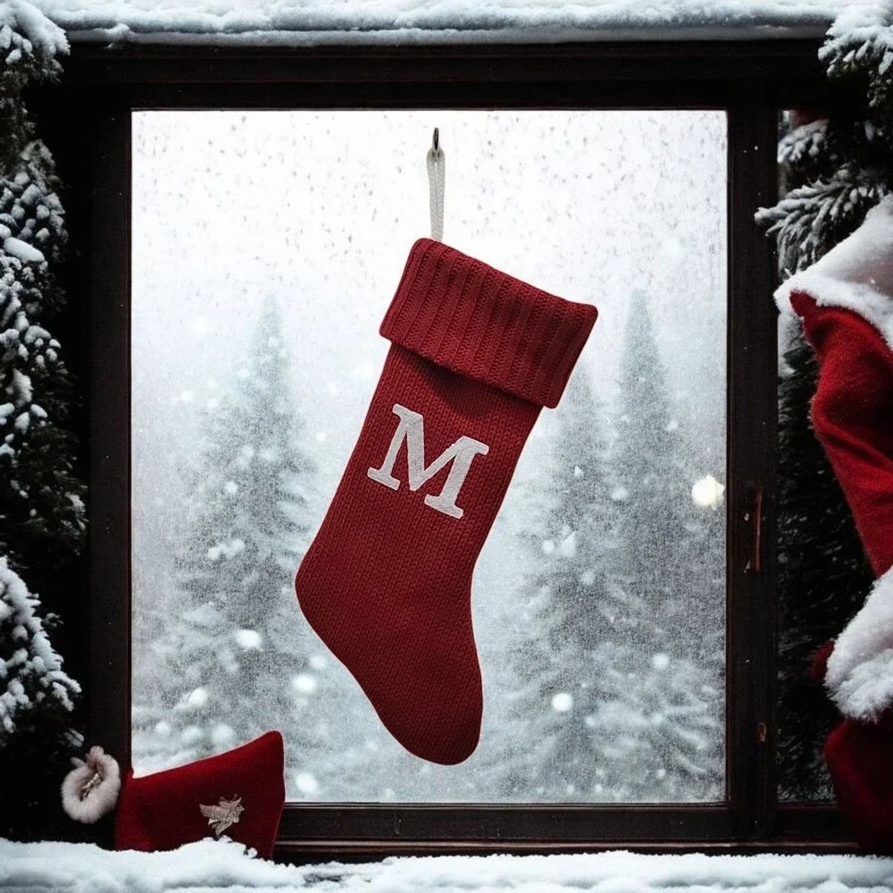 Target Wondershop Monogram Christmas Stocking Letter M Initial Red Knit Xmas